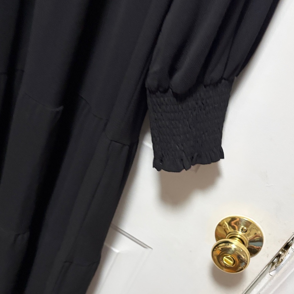 Umgee Black Long-Sleeve Tiered Maxi Dress with Ruffle Shoulders - Picture 7 of 9